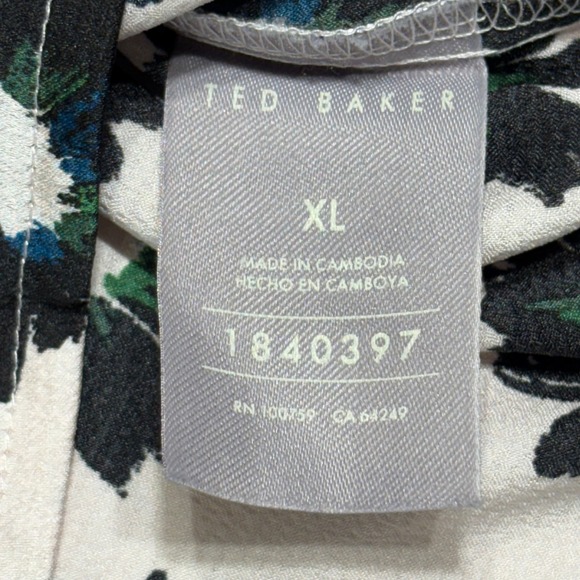 Ted Baker Women XL Floral Print Long Sleeve V Neck Blouse Shirt Tunic Top Dressy - Picture 5 of 8